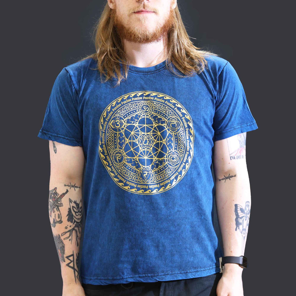Large Stone Washed Teashirt - Chakra - Blue