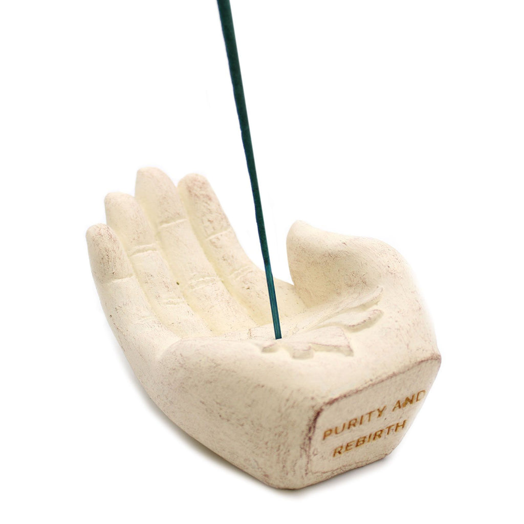 Hand Incense Burner - Lotus (white)