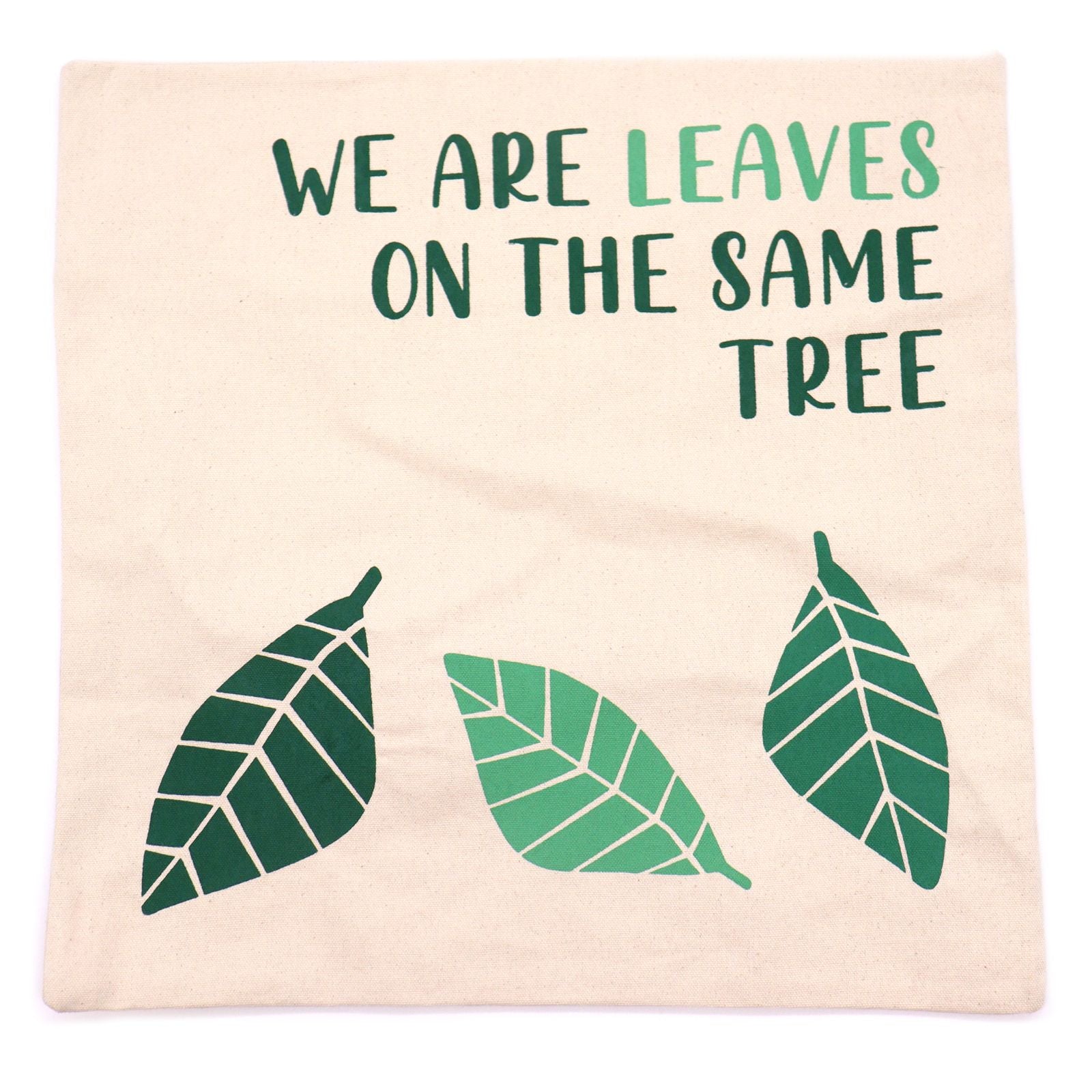 Printed Cotton Cushion Cover - We are Leaves - Yellow