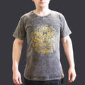 Small Stone Washed Teashirt - Hamsa - Dark Grey