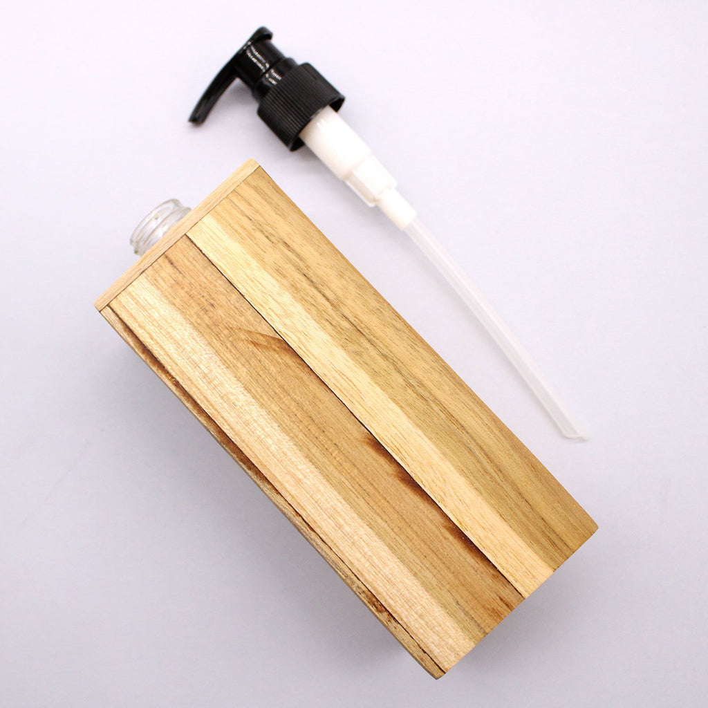 Natural Teakwood Soap Dispencer - Square