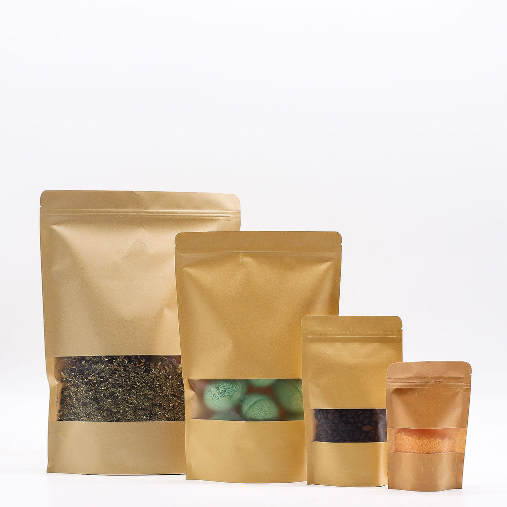 10x Kraft Window Bag 18x26 cm