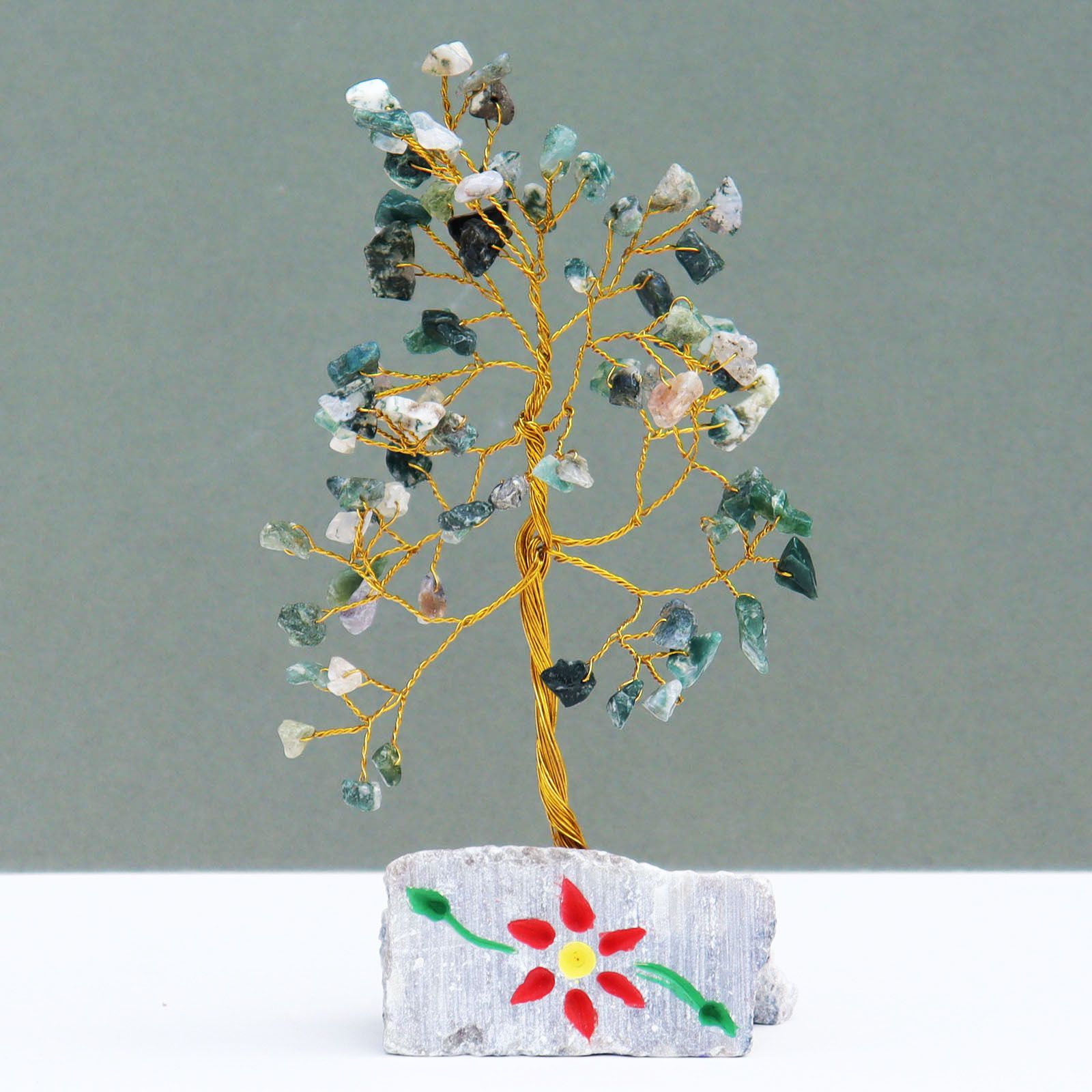 Moss Agate Gemstone Tree - 80 Stones