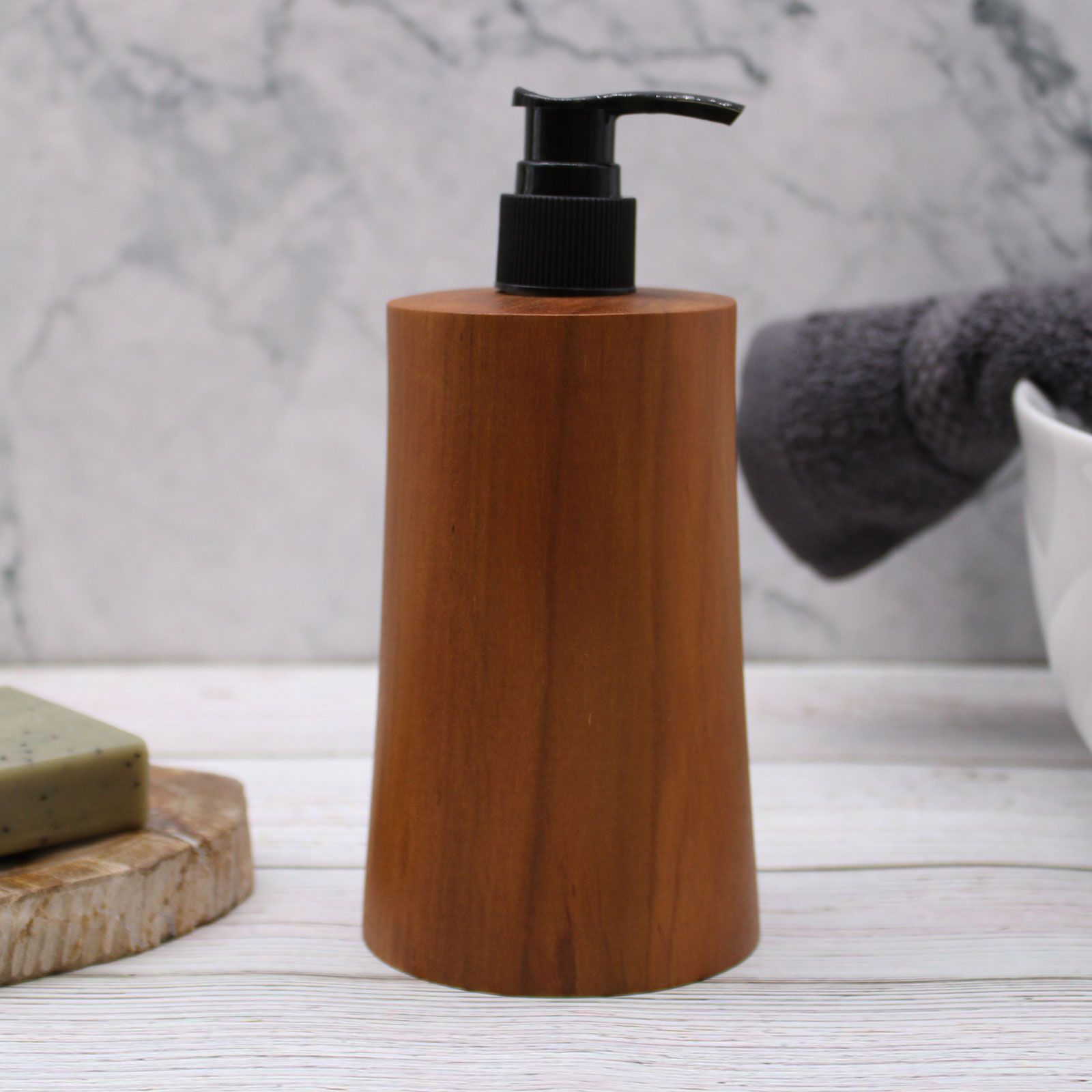 Natural Teakwood Soap Dispencer - Taper