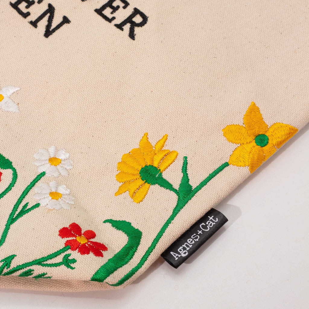 Garden Bag - Embroidery - Lavender Meadow (30x38x10cm) - 10oz cotton natural - inside lining and pocket