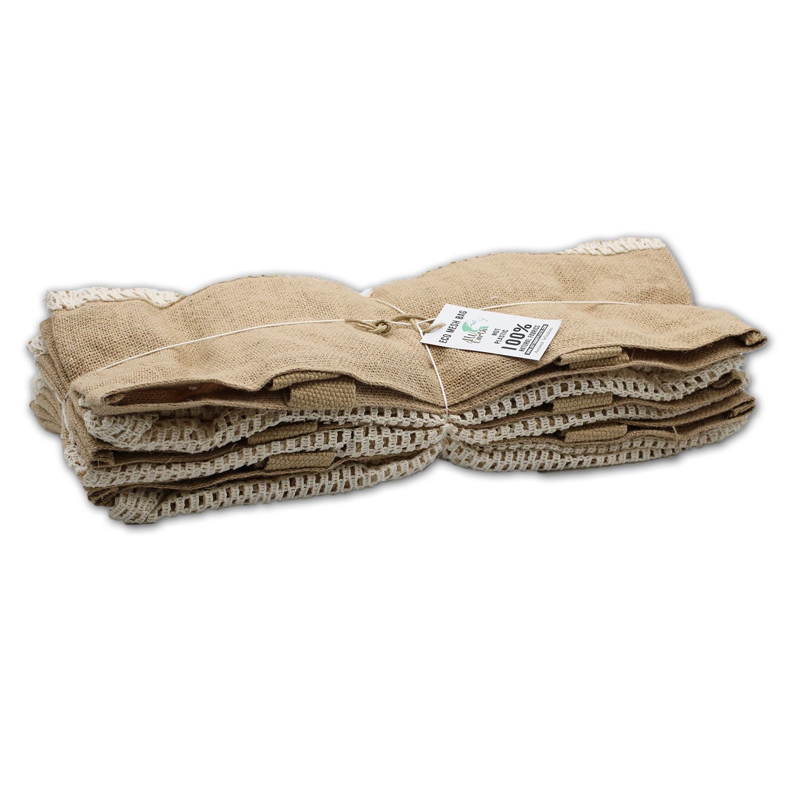 Pure Soft Jute and Cottong Mesh Bag - Natural