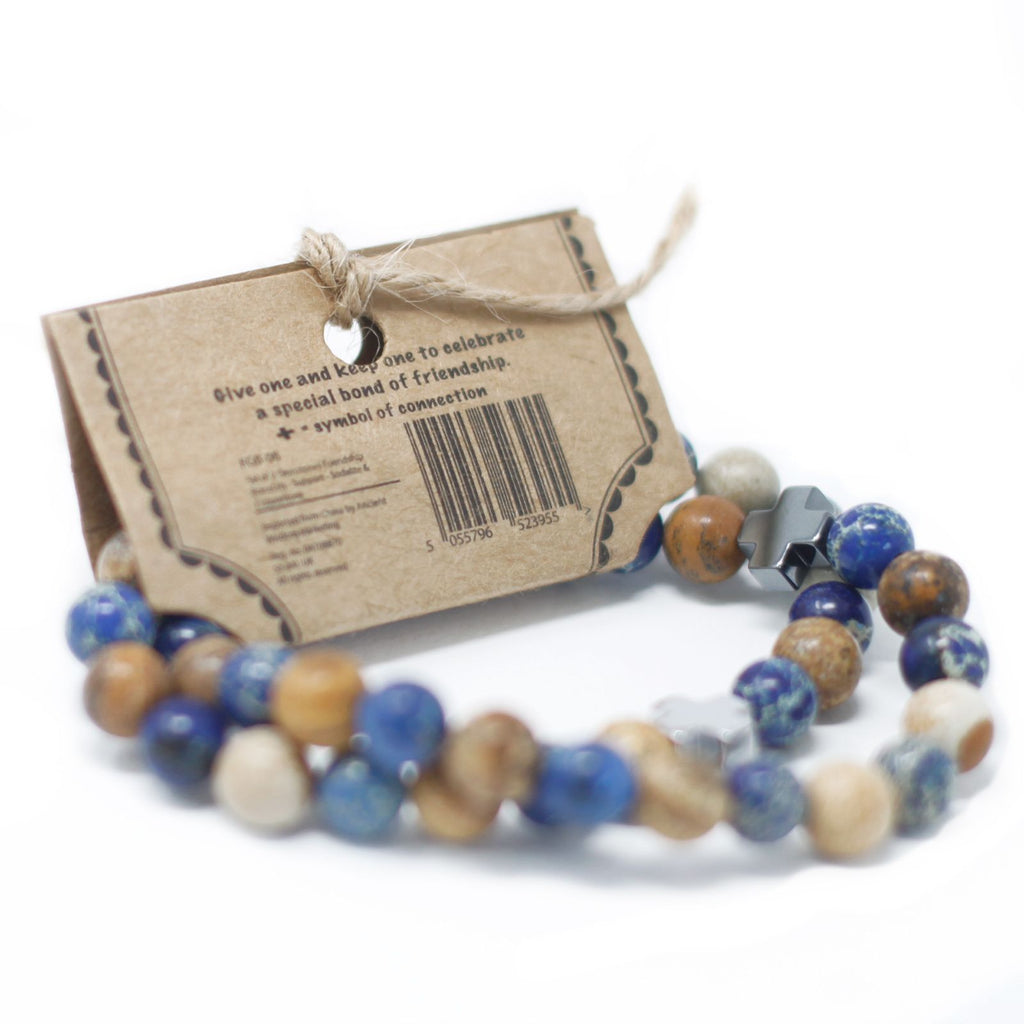 Set of 2 Gemstones Friendship Bracelets - Support - Sodalite & Picturestone