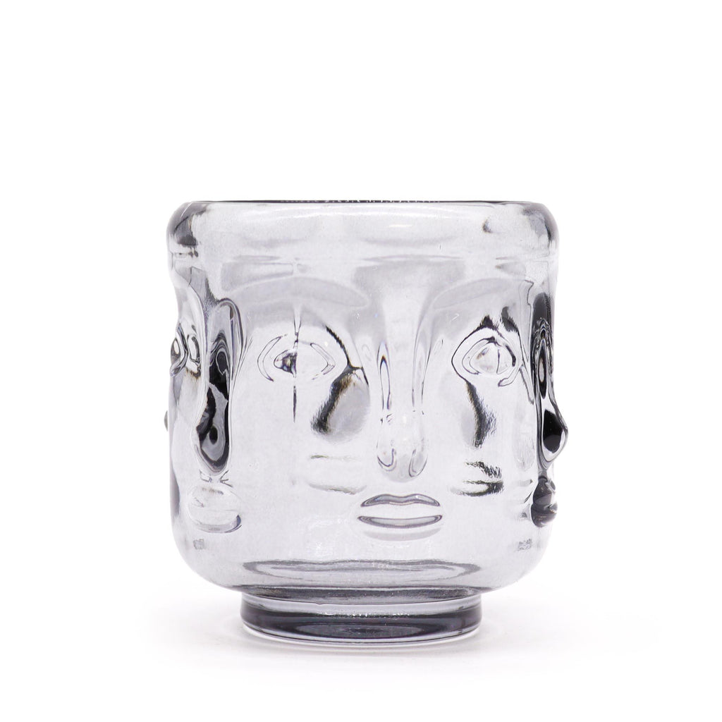 Set of 2 Buddha Faces Candle Jar - Midnight Grey
