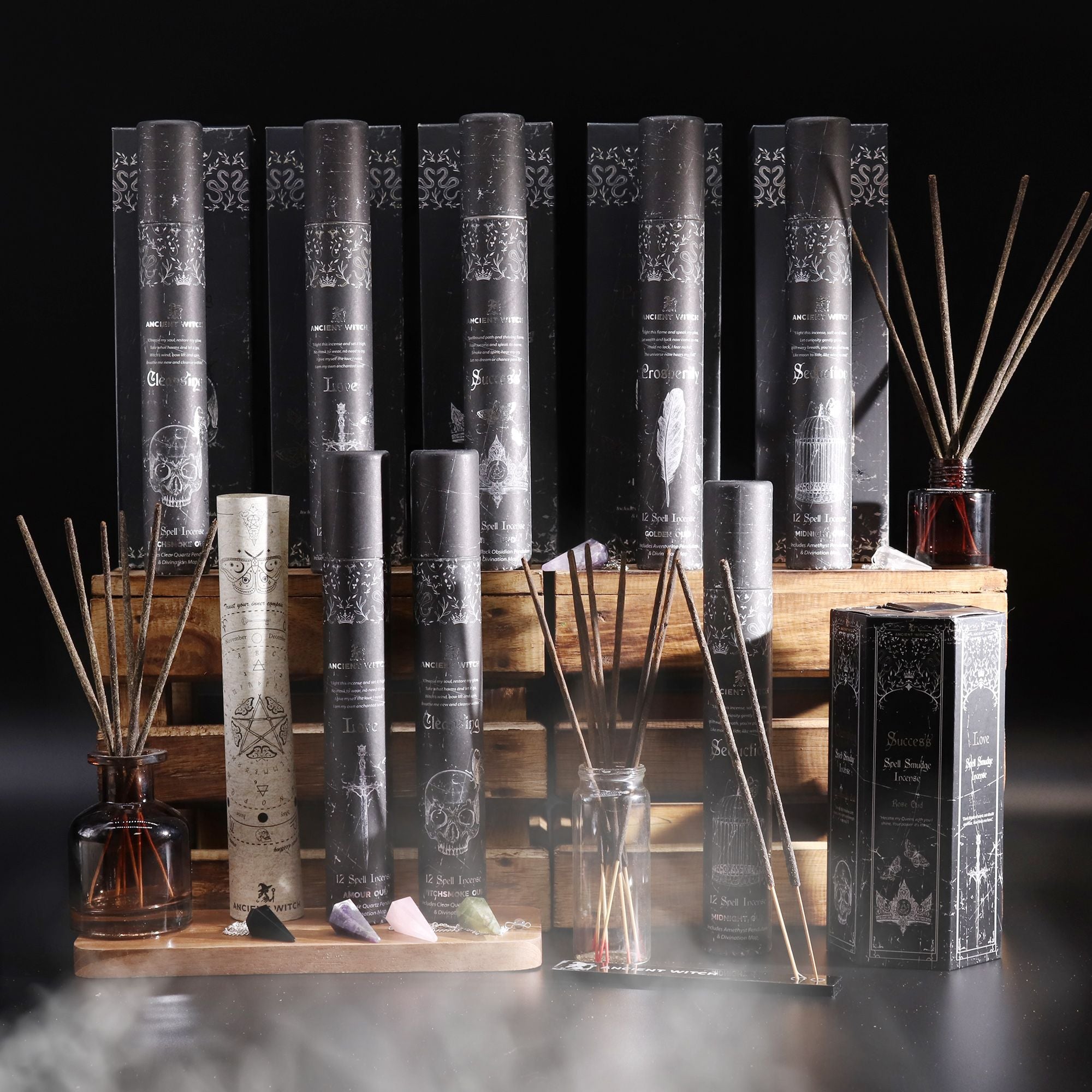 Ancient Witch Spell Incense - Success - Black Obsidian Pendulum