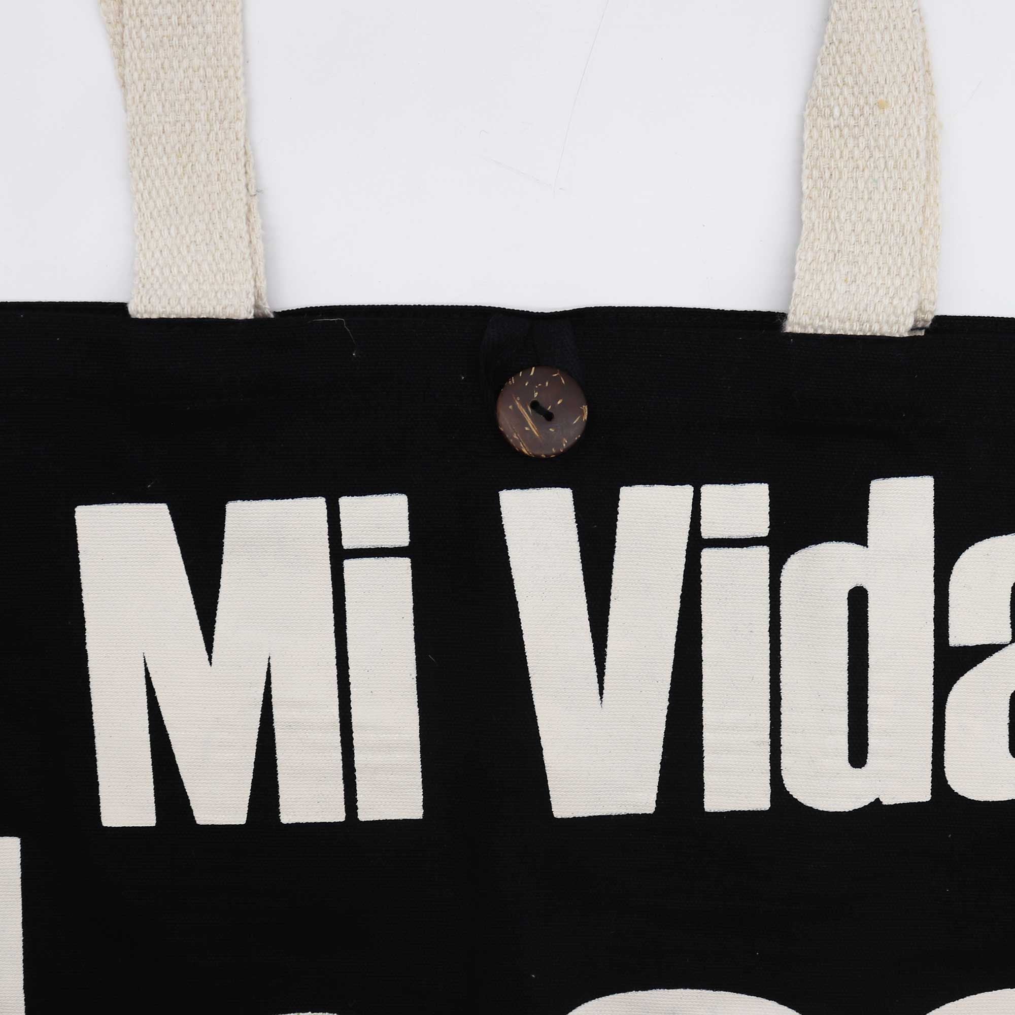 Nomad Sari Iconic Classic Tote Bag - Mi Vida Loca - Black Natural 10oz