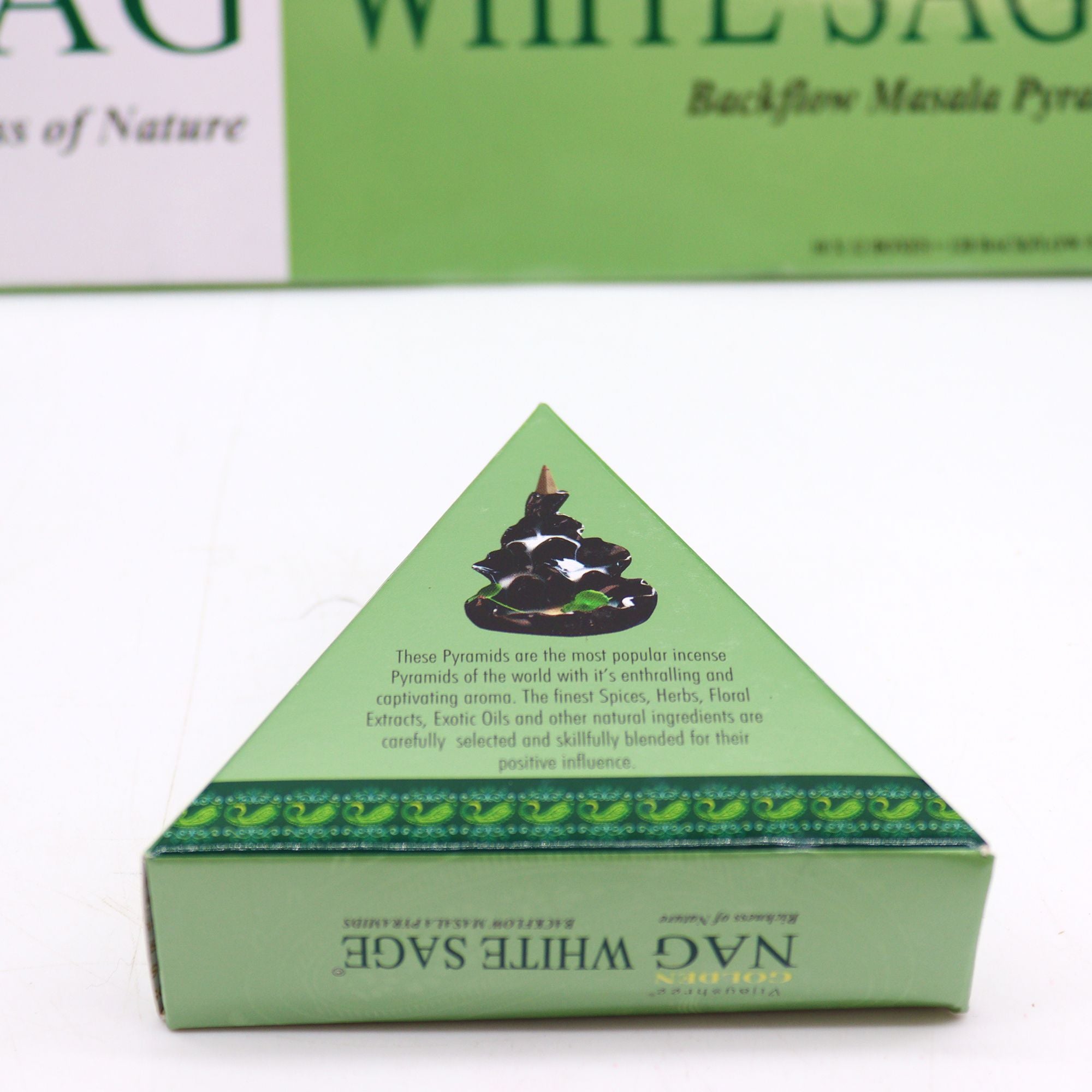 42g Jumbo Golden Nag - White Sage Back Flow Incense Cones