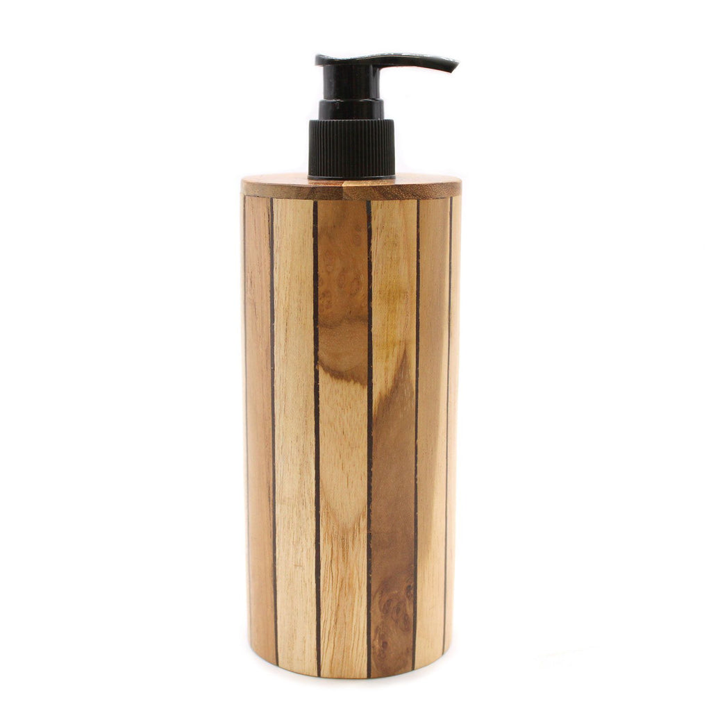 Natural Teakwood Soap Dispencer - Round