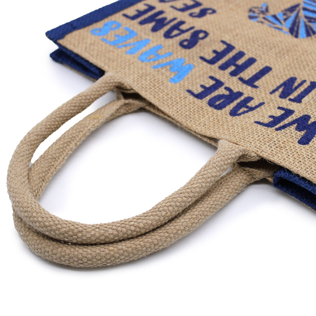 Printed Jute Bag - We are Waves - Natural