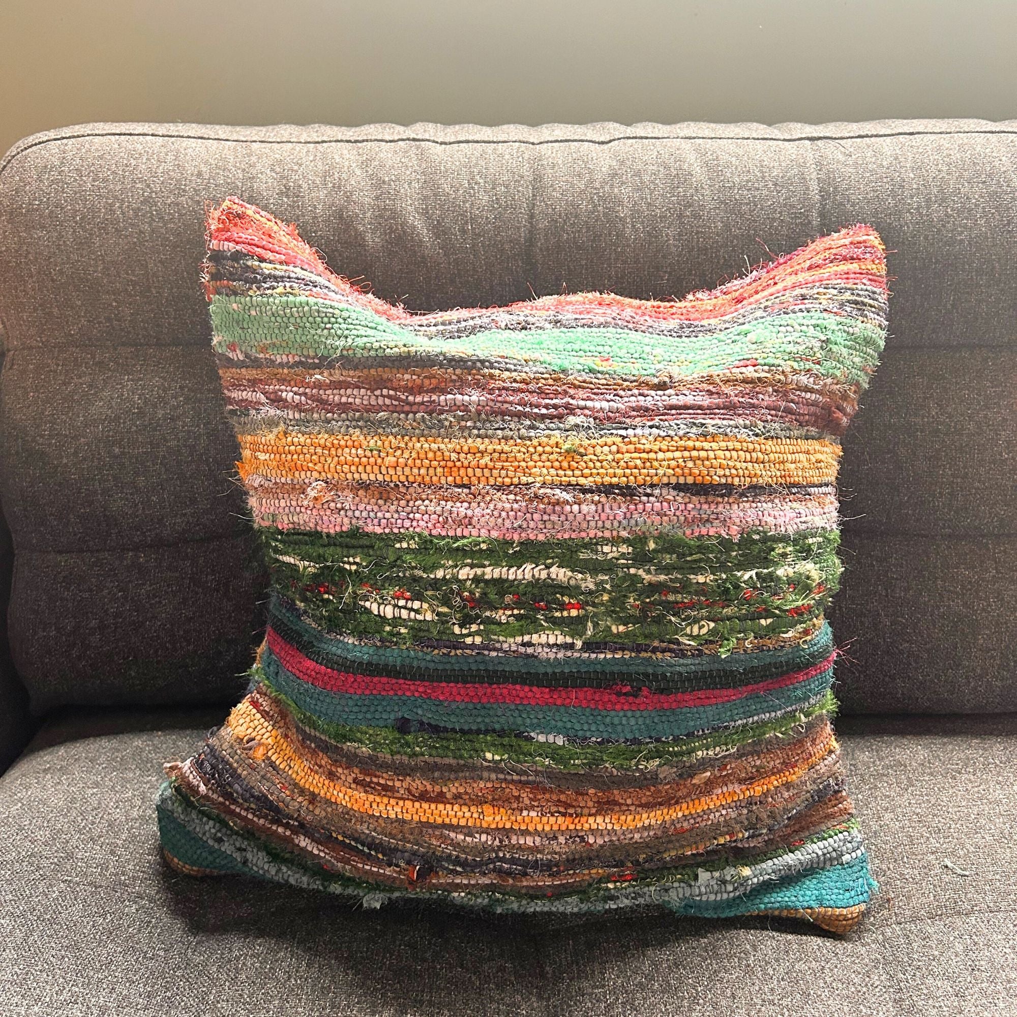 Rag Rug Cushion Covers - 40x40cm - Charcoal Greys