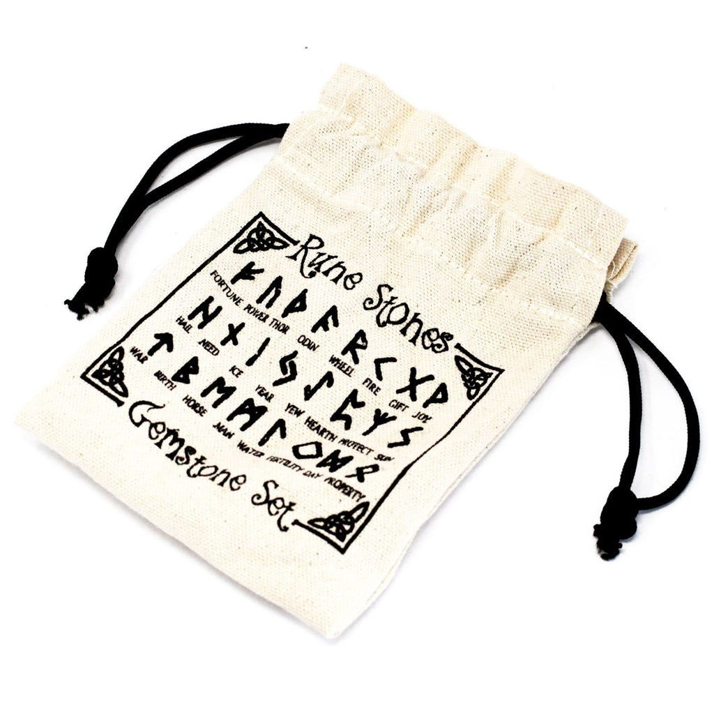 Runes Stone Set in Pouch - Yellow Aventurine