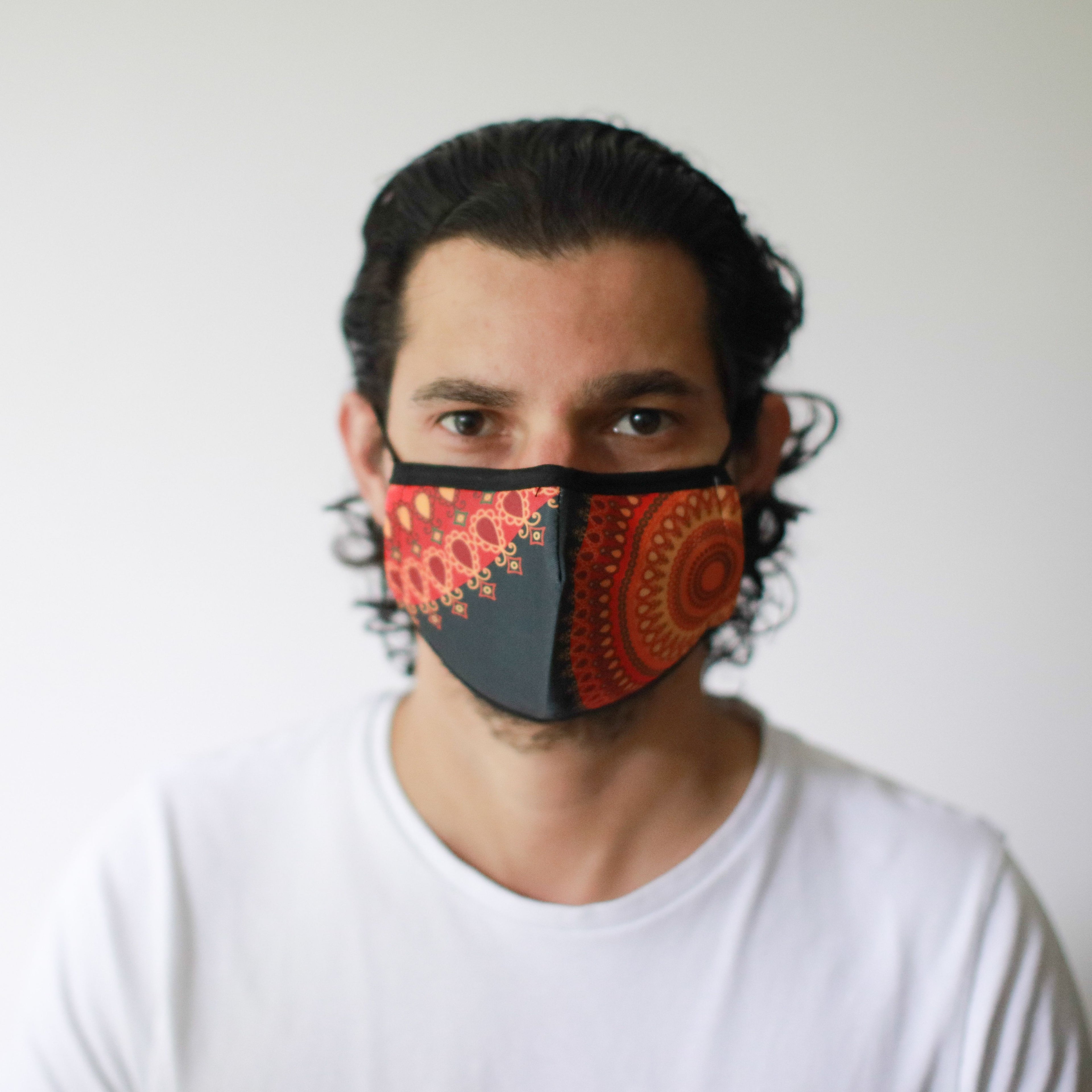 Reusable Fashion Face Covering - Orange Mandala (Adult)