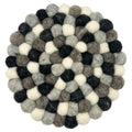 Felt Ball Round Placemat- 20cm Multi  Grey Colour