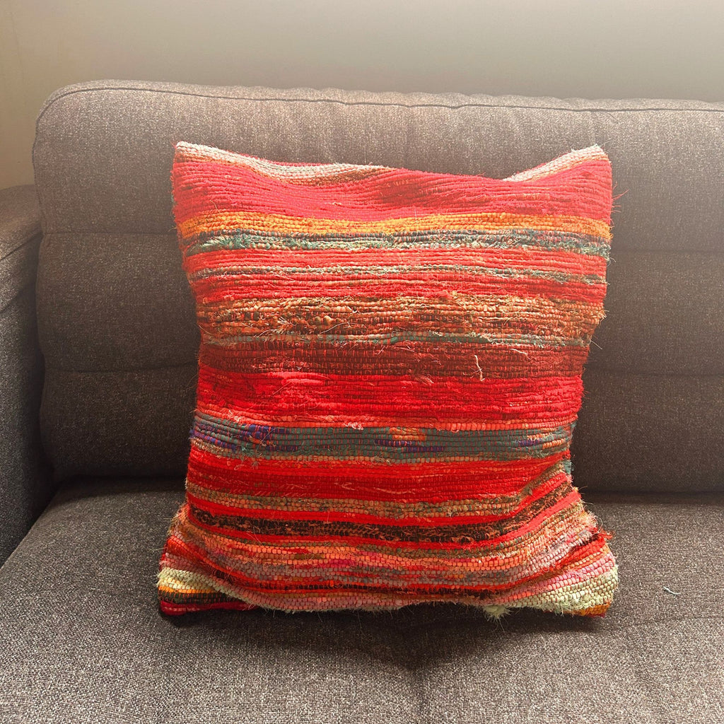 Rag Rug Cushion Covers - 40x40cm - Rich Reds