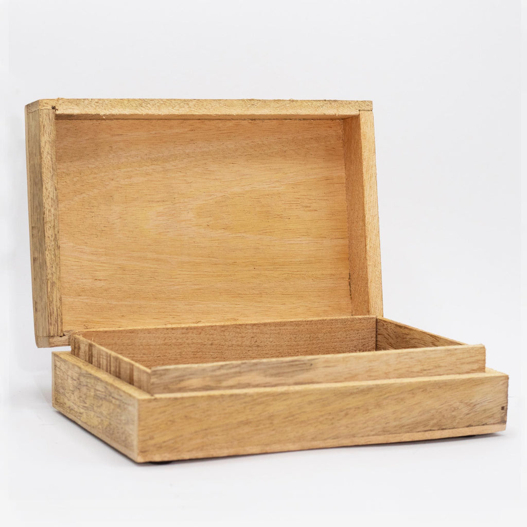 Big Rectangle Box 21.5x14x6.3cm - Buddha Face Black Engraved