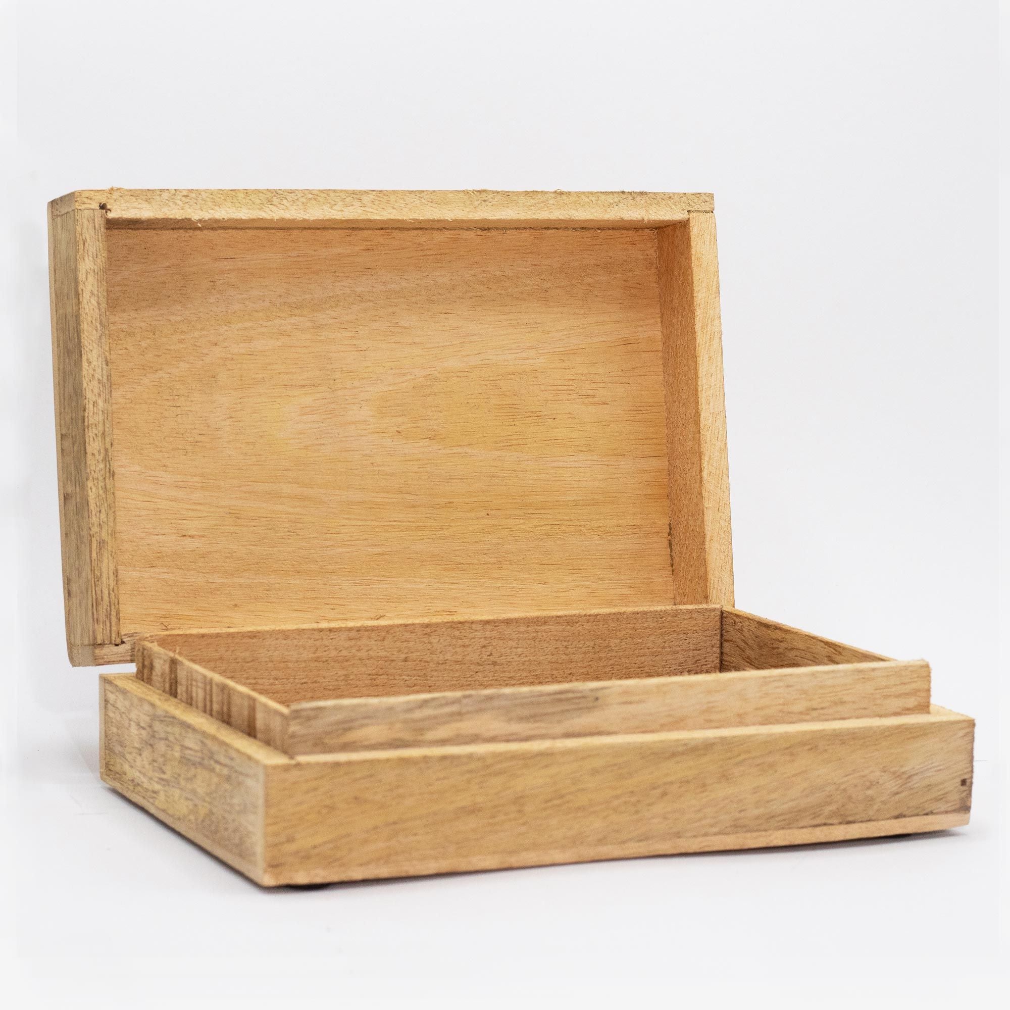 Big Rectangle Box 21.5x14x6.3cm - Buddha Face Black Engraved