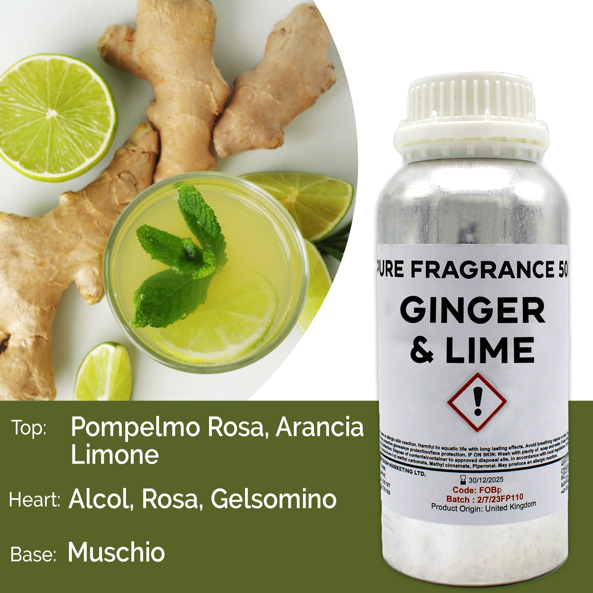 Ginger & Lime Pure Fragrance Oil - 500ml