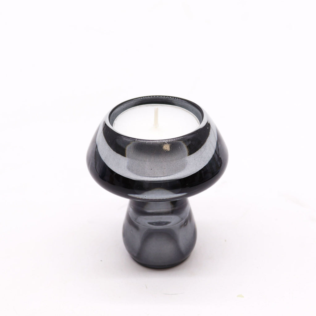 Set of 2 Mushroom Flip Dinner Candle / Tealight Holder - Midnight Grey