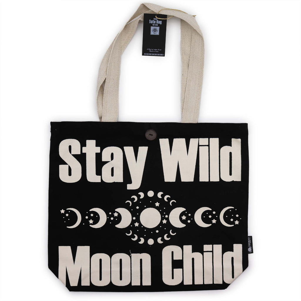 Nomad Sari Iconic Classic Tote Bag - Stay Wild, Mood Child - Black Natural 10oz
