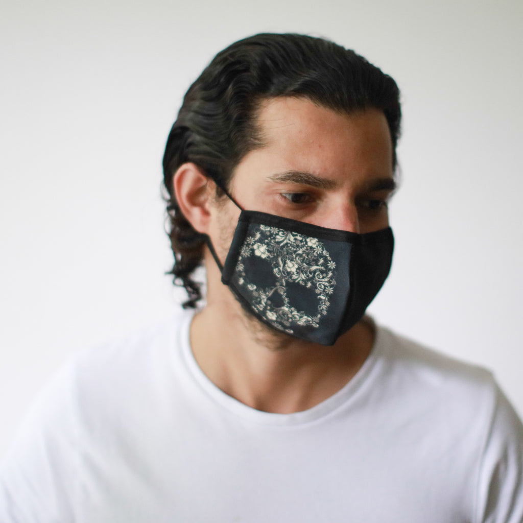 Reusable Fashion Face Covering - Flower Skull (Adult)