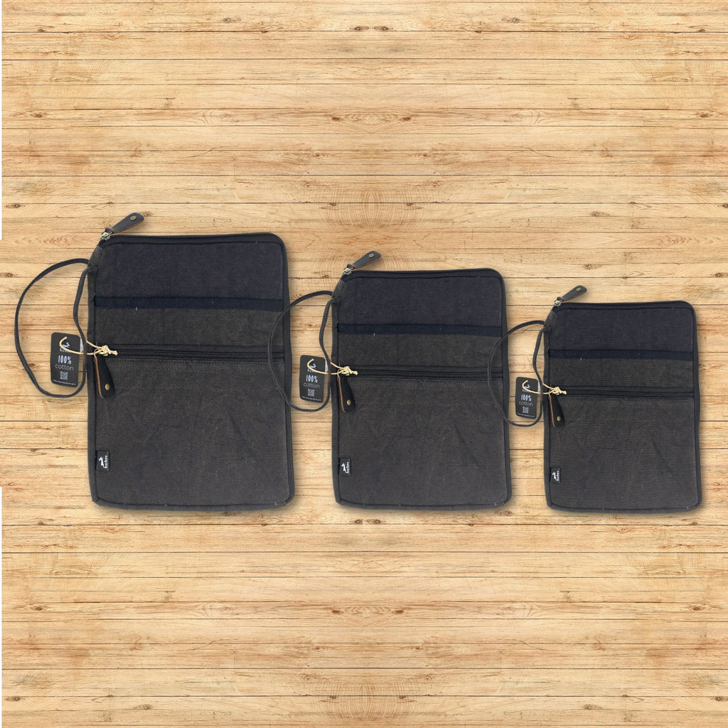 Stonewash Travel Laptop Pouch - Charcoal -24x33cm