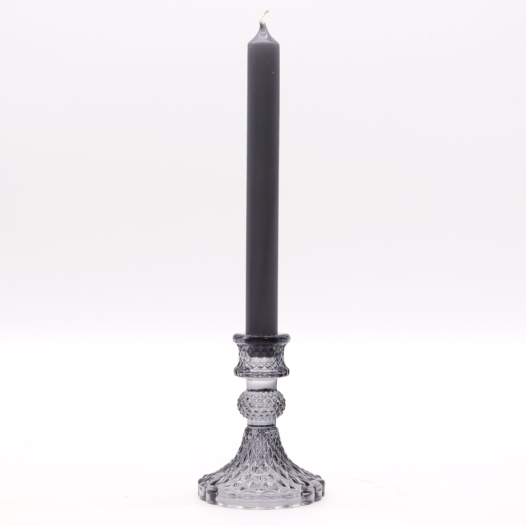 Set of 2 Vintage Dinner Candle Holder - - Midnight Grey