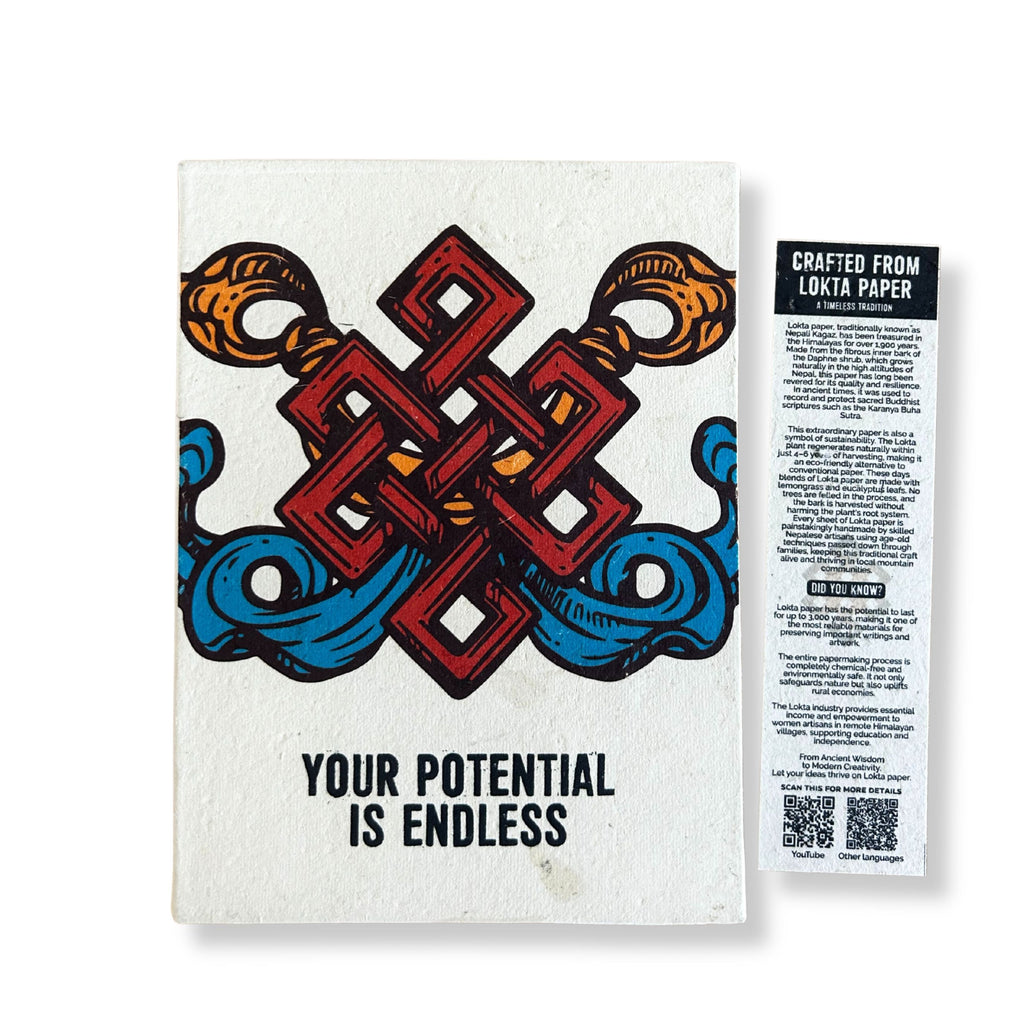 Lrg Lokta Inspiration Notebook (21x15cm) - 45 leafs - Your Potential - inc bookmark