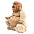 Hand Carved Buddha Statue - 40cm Happy - Whitewash