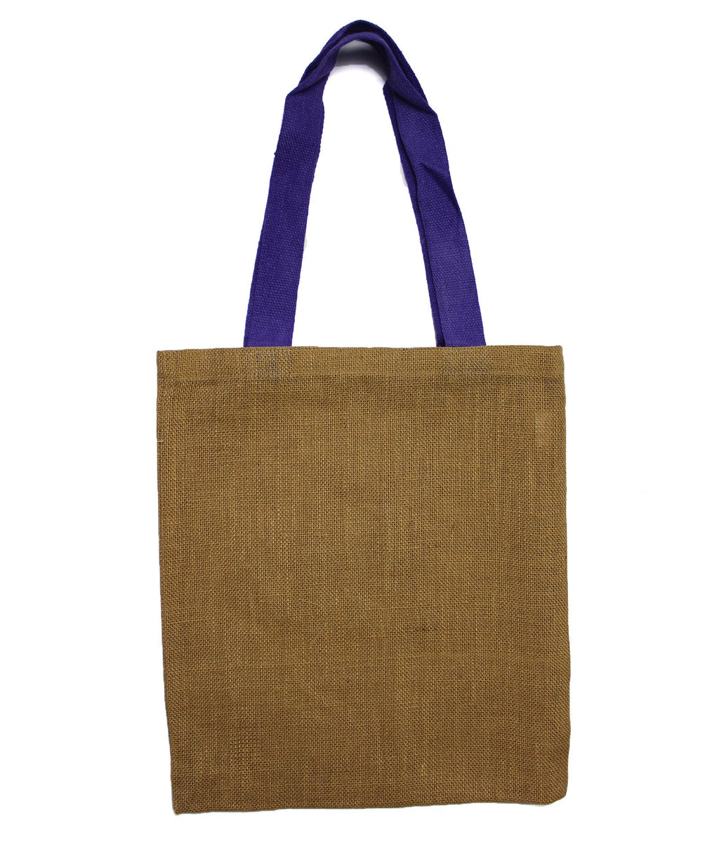 Large Jute Tote Bag - Green Colour Handle