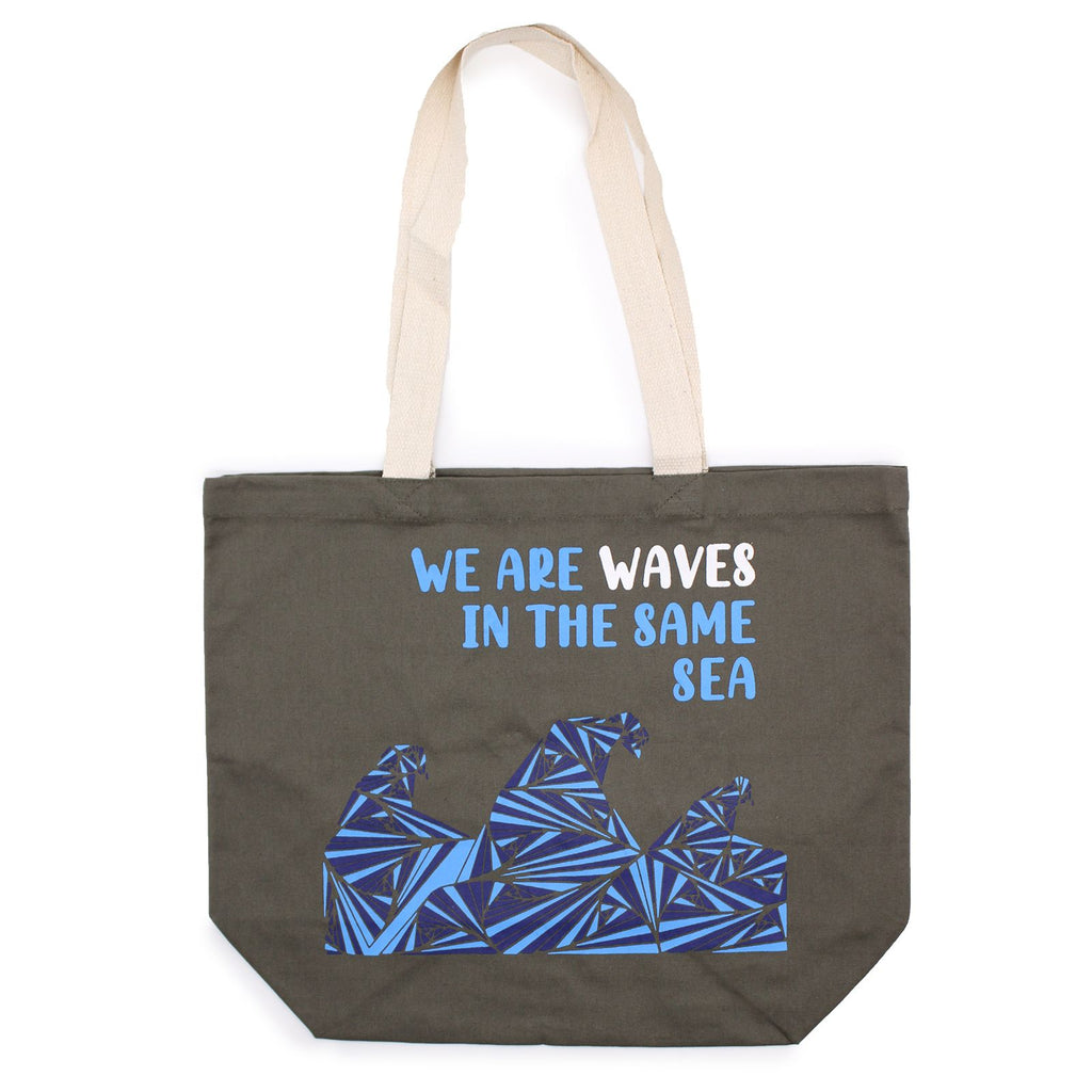 Printed Cotton Bag - We are Waves - Natural