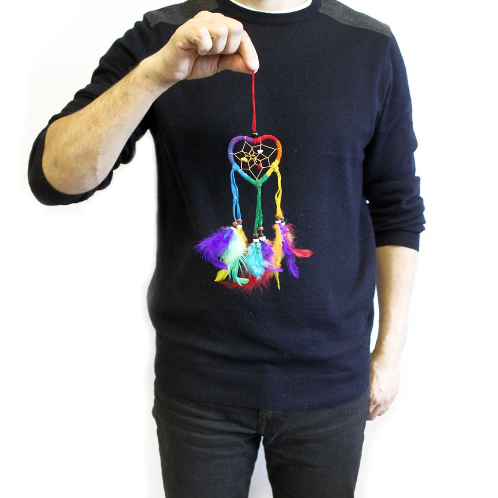 Bali Dreamcatcher - Small Heart - Turq/Pink/Purp
