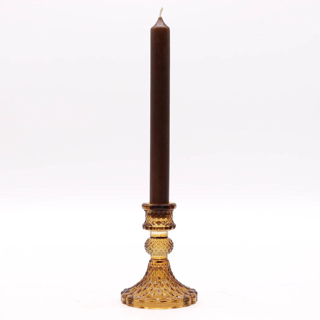 Set of 2 Vintage Dinner Candle Holder -  Antique Amber