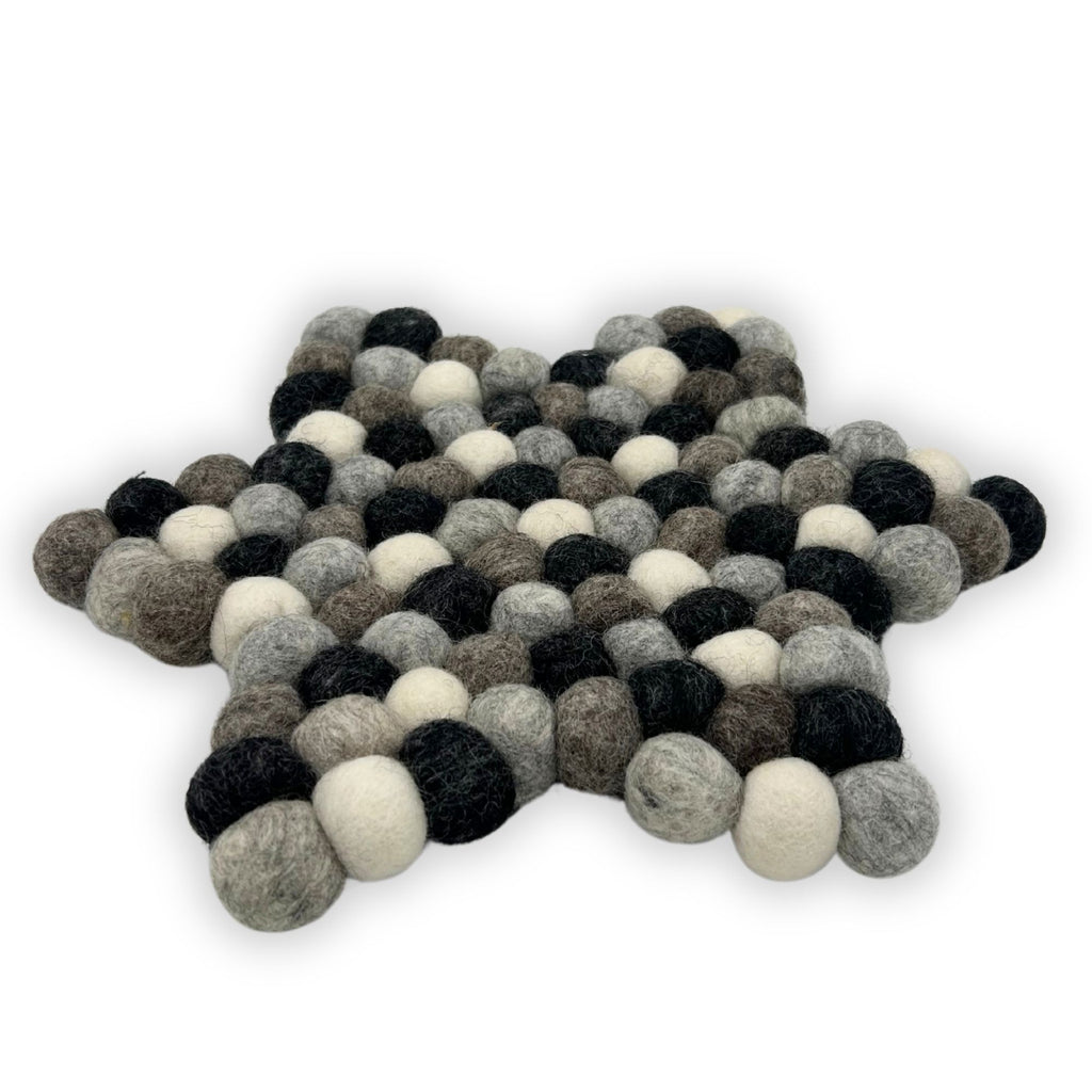 Felt Ball Star Centre Mat -  Multi Grey Colour