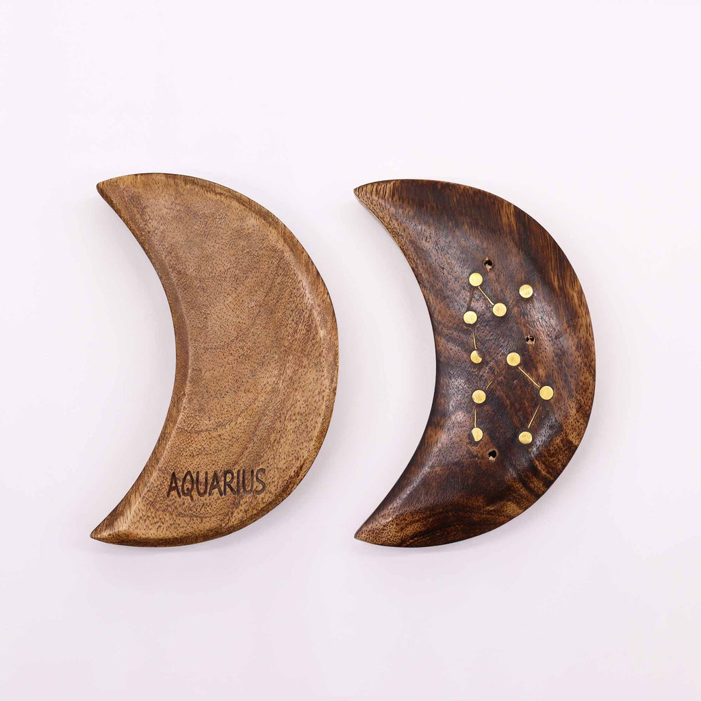 Engraved and Brass Zodiac Sign Incense Burners - Moon