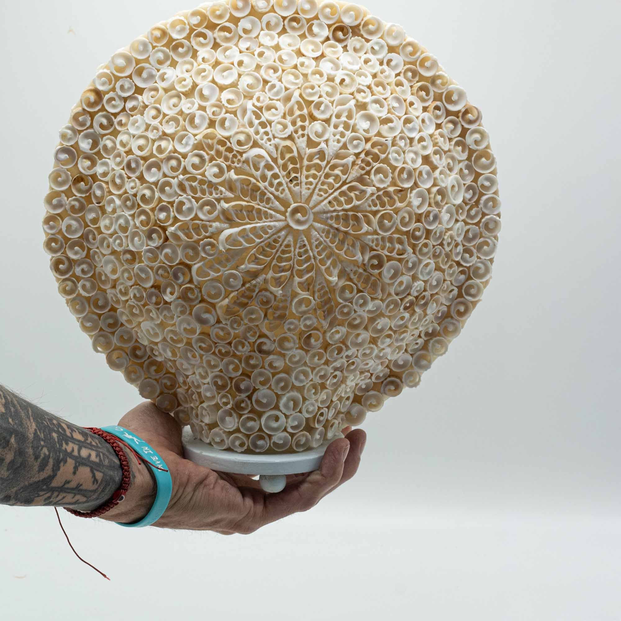 Boho Sea Shell Lamp - Cut Art Shell Large Round - 30cm