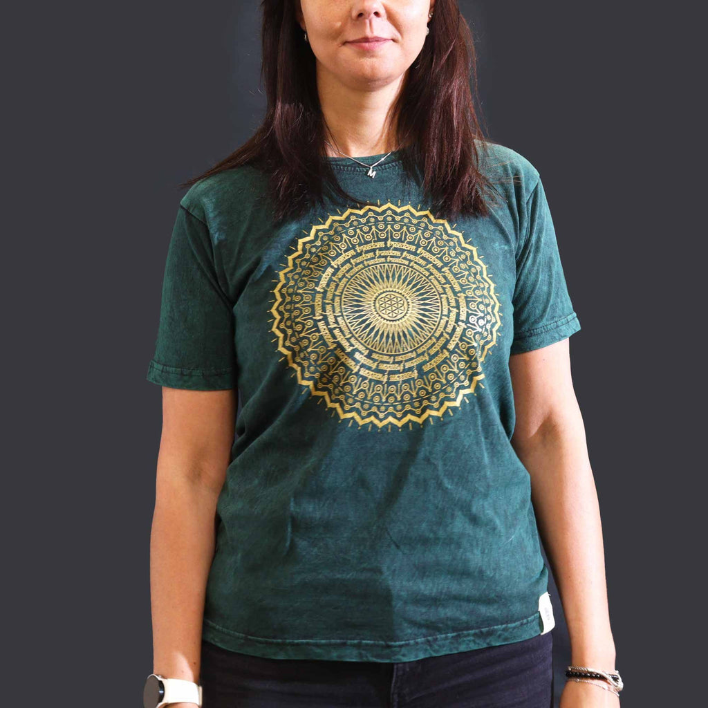 Medium Stone Washed Teashirt - Mandala - Green