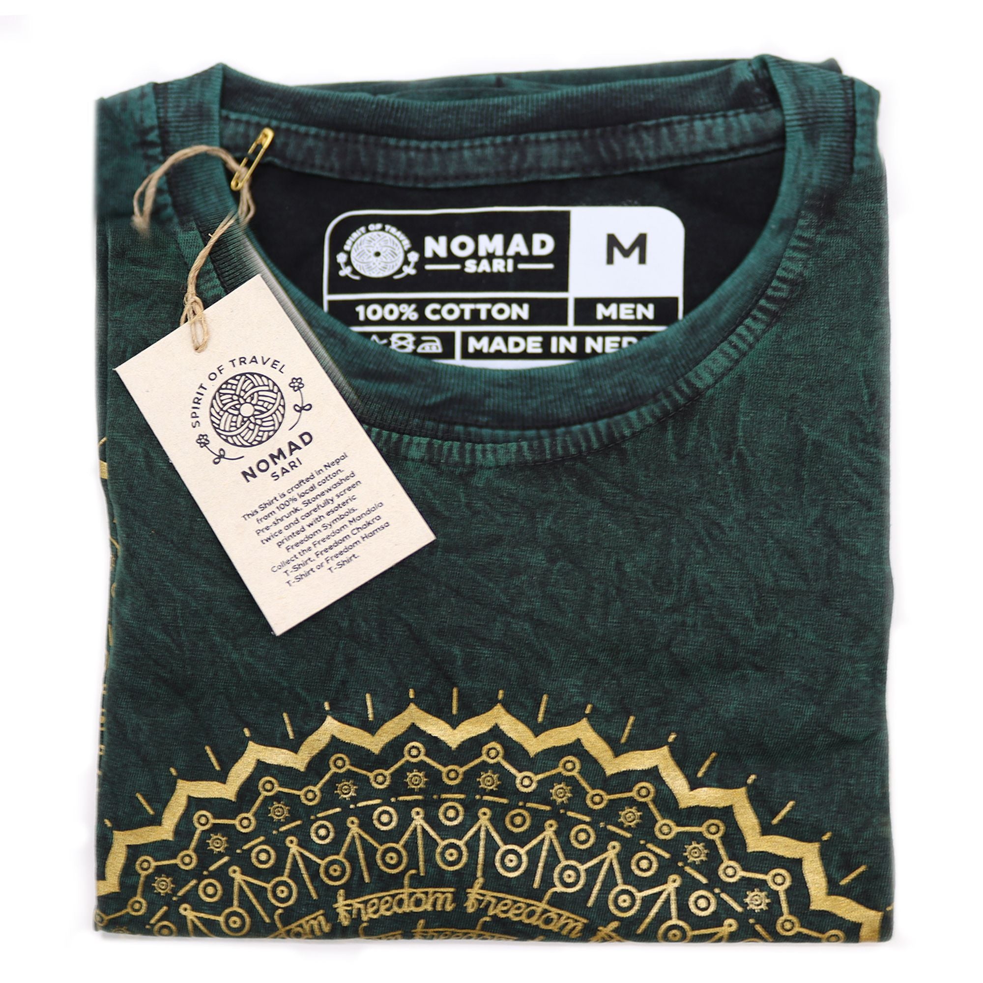 Medium Stone Washed Teashirt - Mandala - Green