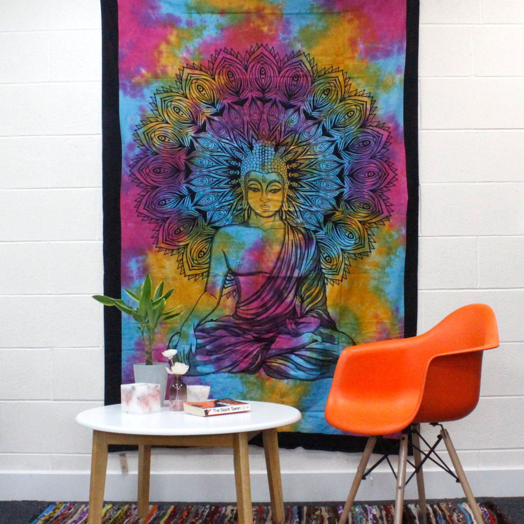 Single Cotton Bedspread + Wall Hanging - Dreamcatcher 130cm x 200cm