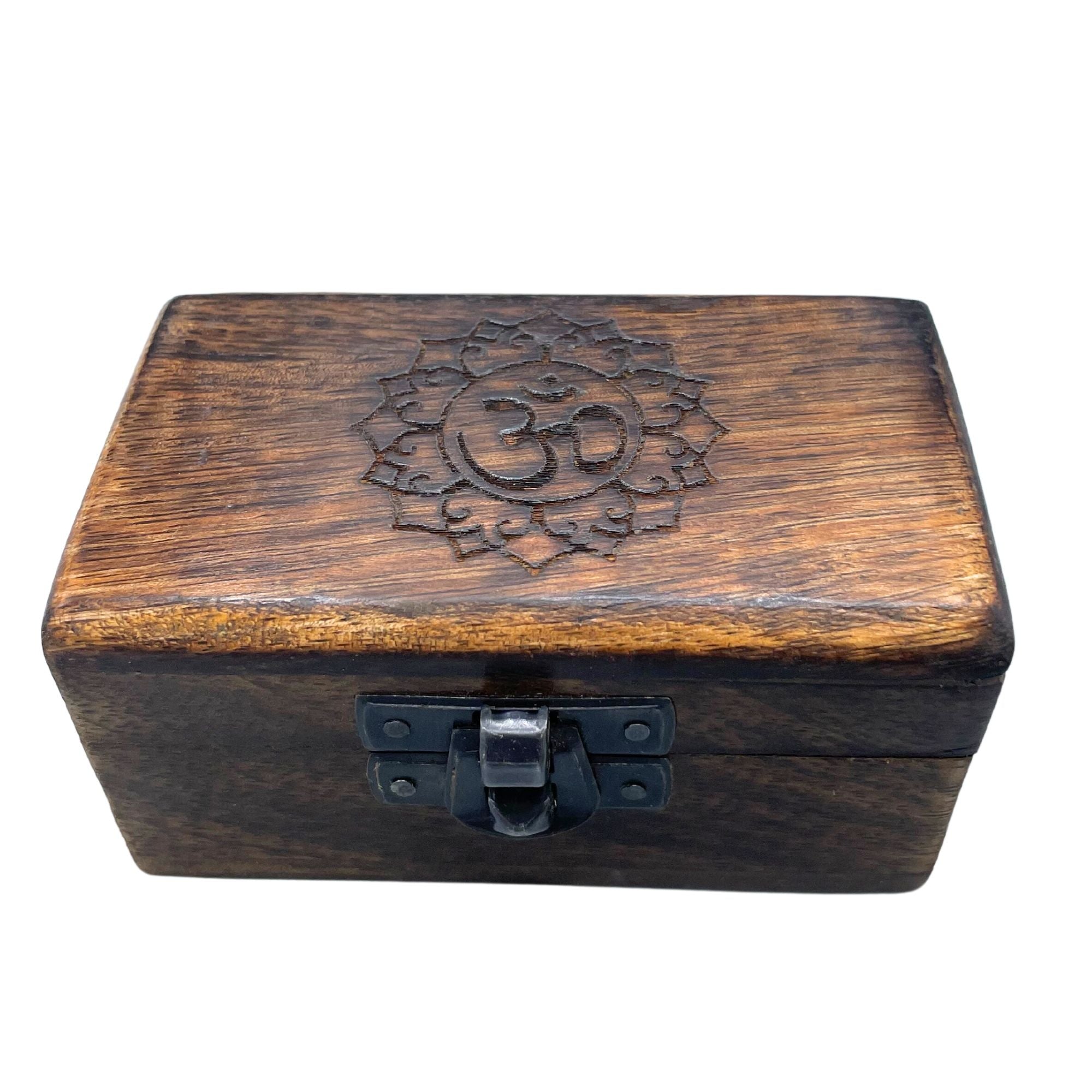 Wooden Pill Box 9x5x4cm - Carved Designs