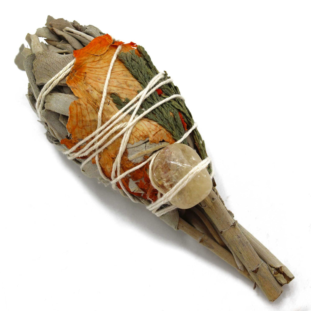 Smudge Stick - Cleansing Energy Sage Torch (citrine) 10cm