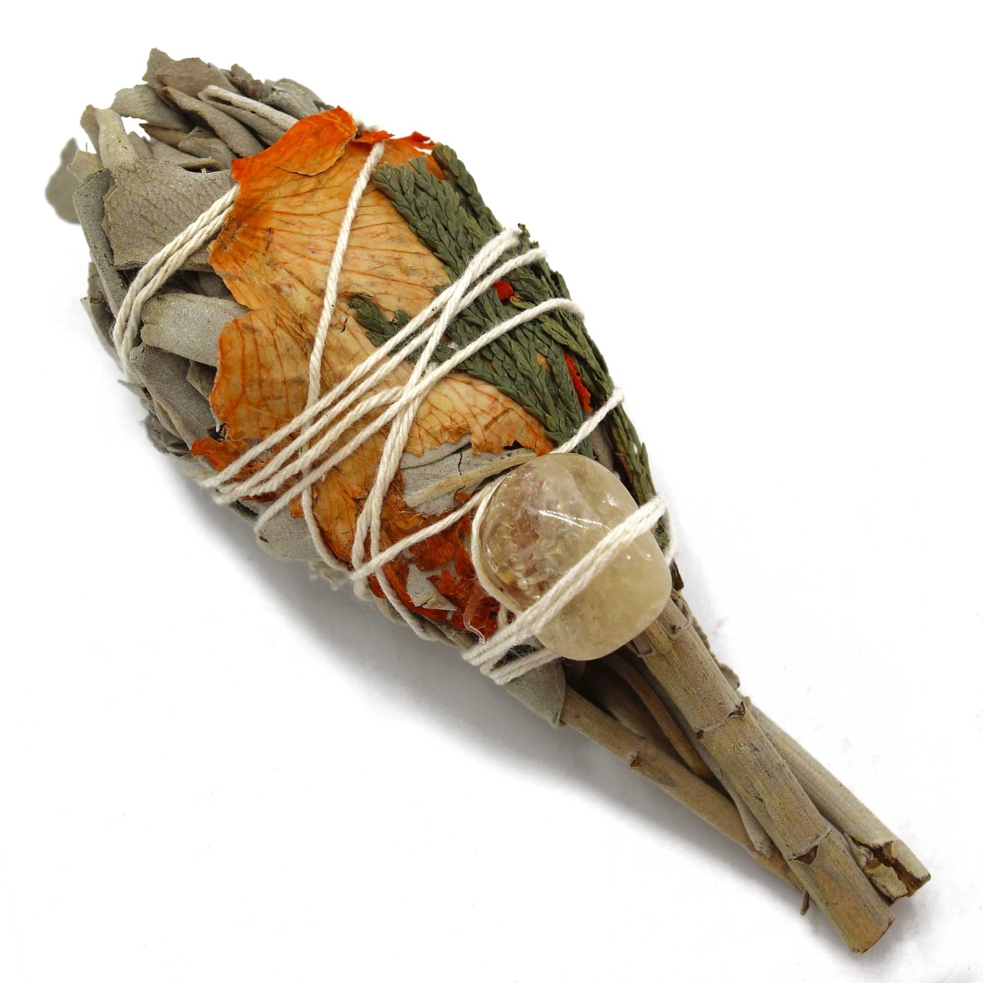 Smudge Stick - Cleansing Energy Sage Torch (citrine) 10cm