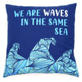 Printed Cotton Cushion Cover - We are Waves - Grey