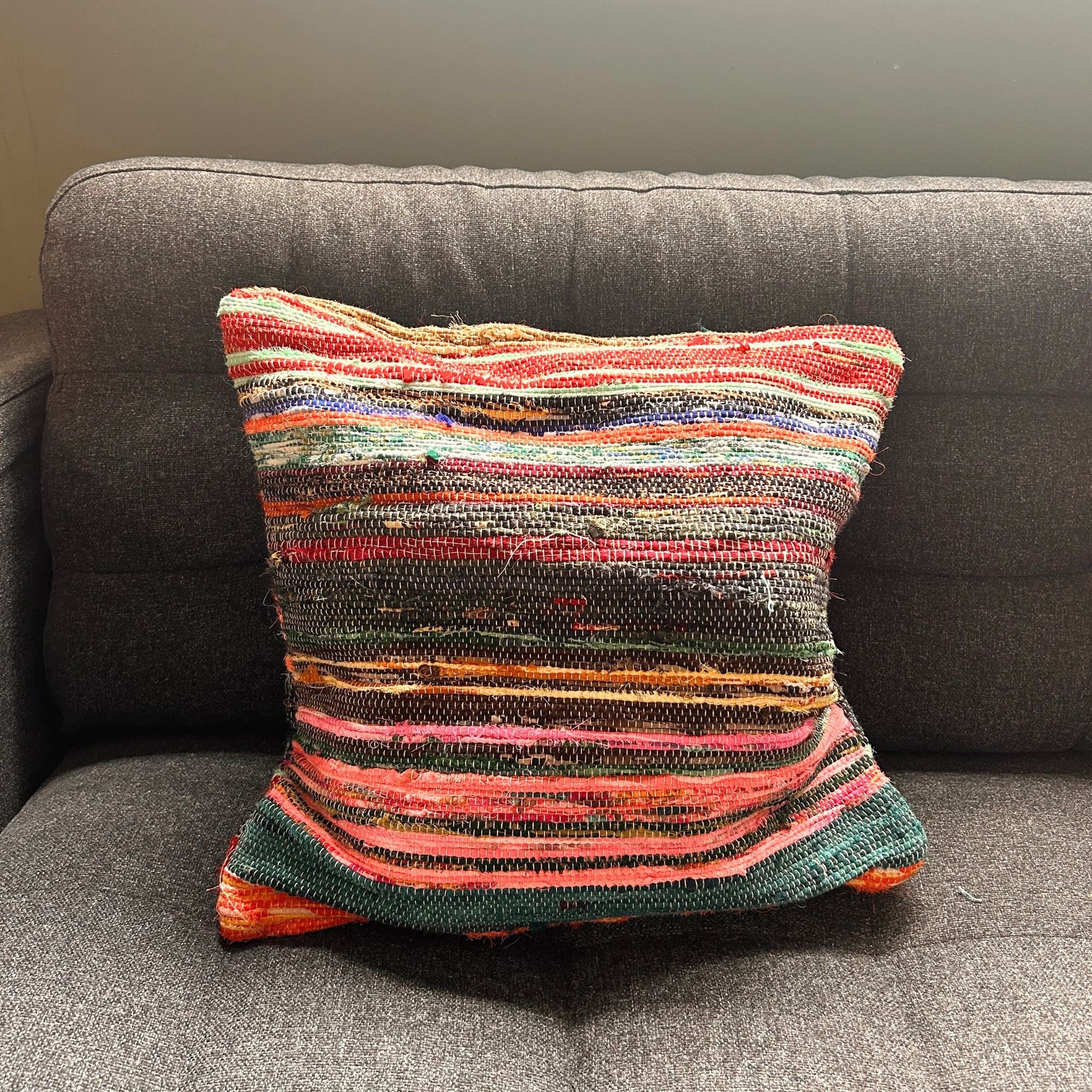 Rag Rug Cushion Covers - 40x40cm - Multicoloured