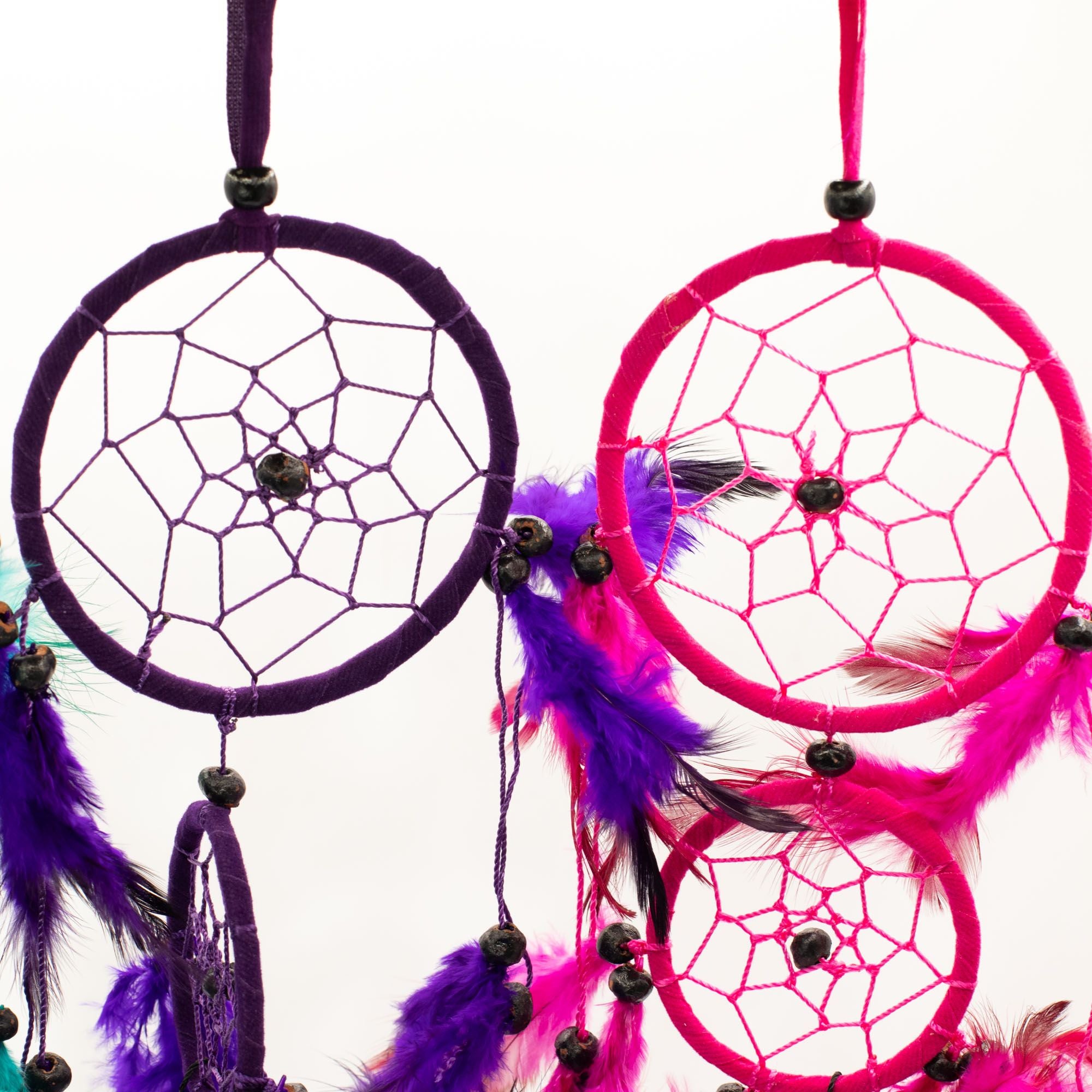 Bali Dreamcatcher - Medium Round - Turq/Pink/Purp