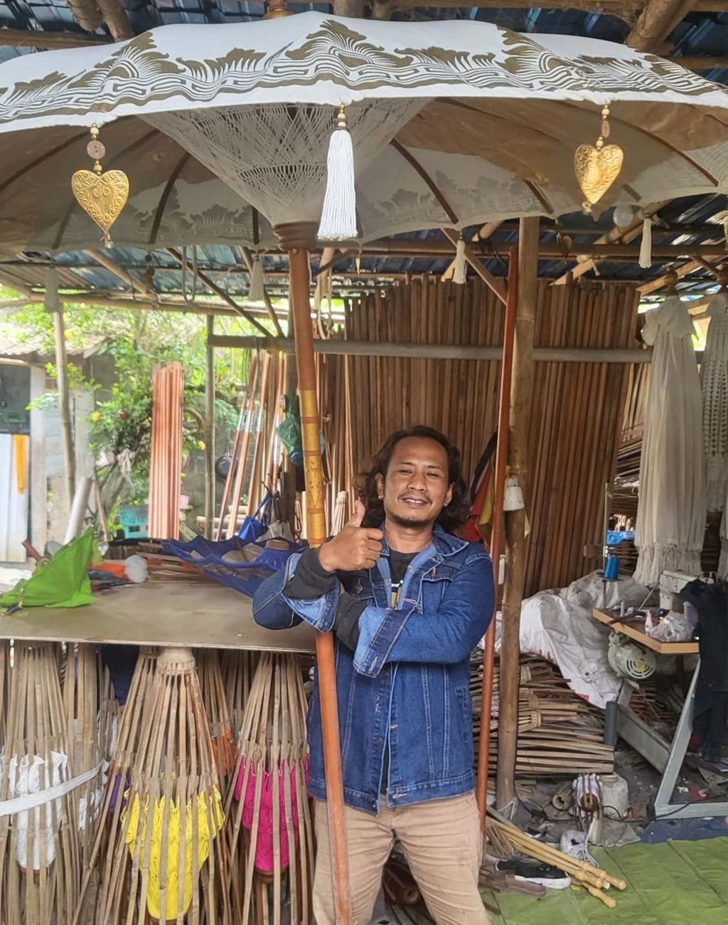 Bali Patio Parasol - Canvas - Natural Decor - 2m