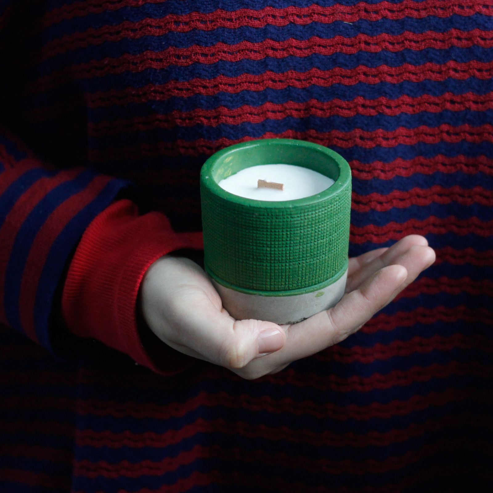 Pot Concrete Soy Candle - Green - Sea Moss & Herbs